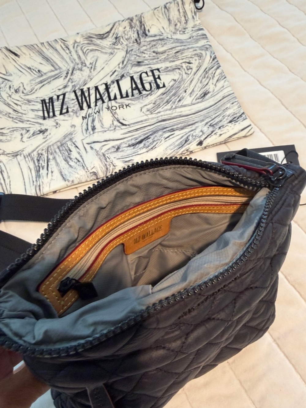 MZ Wallace Metro Flat Xbody Black Quilted Messenger Crossbody - Picture 6 of 12